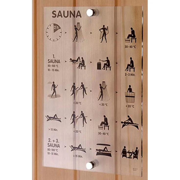 Elsässer Sauna Baderegel-Tafel auf Acrylglas international