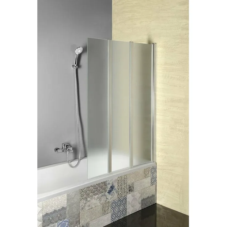 Badewannenfaltwand 1000x1400 mm, Chrom, Echtglas