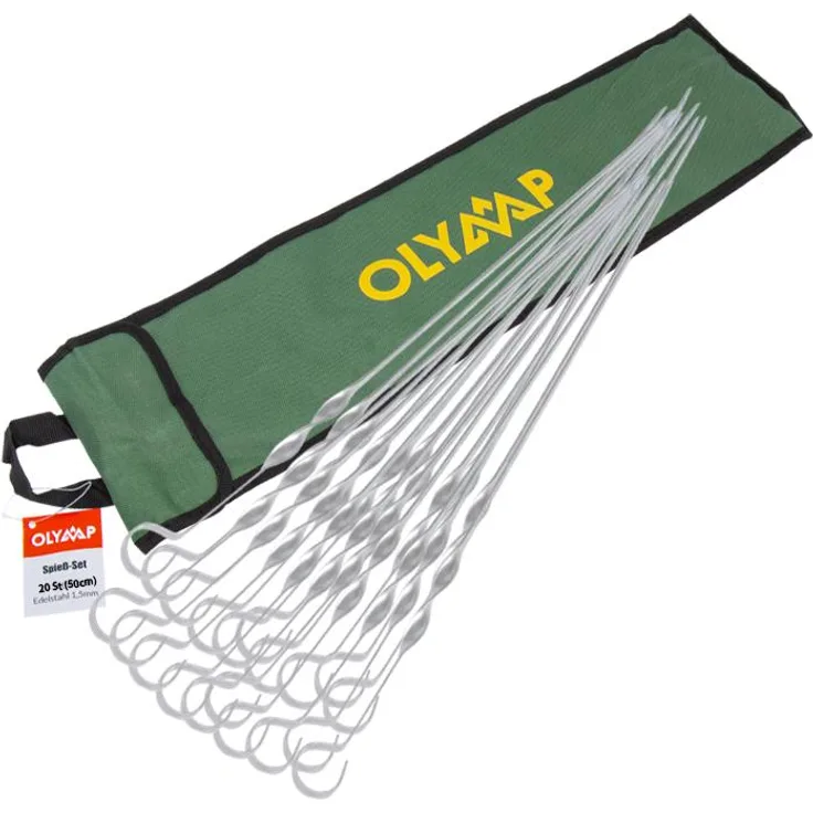 Schaschlik Spieße Schampura Edelstahl 10 Stück 50 cm mit Tasche Mangal Grill