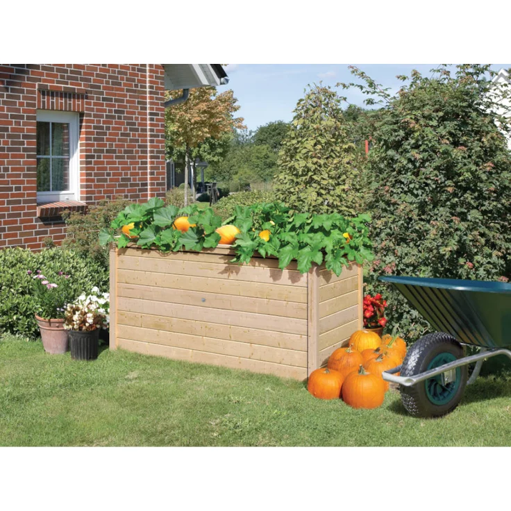 KARIBU Hochbeet 28 mm naturbelassen mit opt. Schrankoption 4010090915494