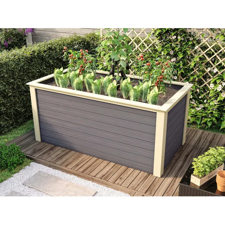 KARIBU Hochbeet 28 mm terragrau mit opt. Schrankoption