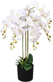 vidaXL Künstliche Orchidee mit Topf, 75 cm Weiß