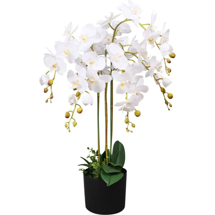 vidaXL Künstliche Orchidee mit Topf 75 cm Weiß – Bild 1