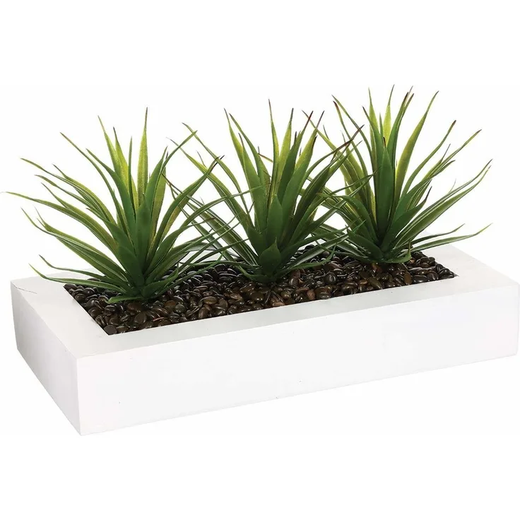 Blumentopf mit drei Sukkulenten ALOE VERA, Dekoration mit künstlichen Pflanzen, 31 cm, Atmosphera