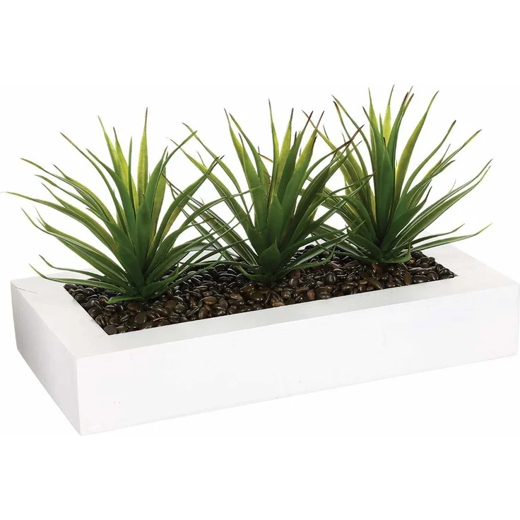 Blumentopf mit drei Sukkulenten ALOE VERA, Dekoration mit künstlichen Pflanzen, 31 cm, Atmosphera