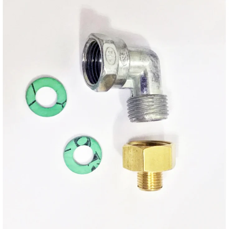 Übergang 1/2R x 1/4lks Gas Adapter Messing + Verbindungswinkel 90° 1/2 Rechts