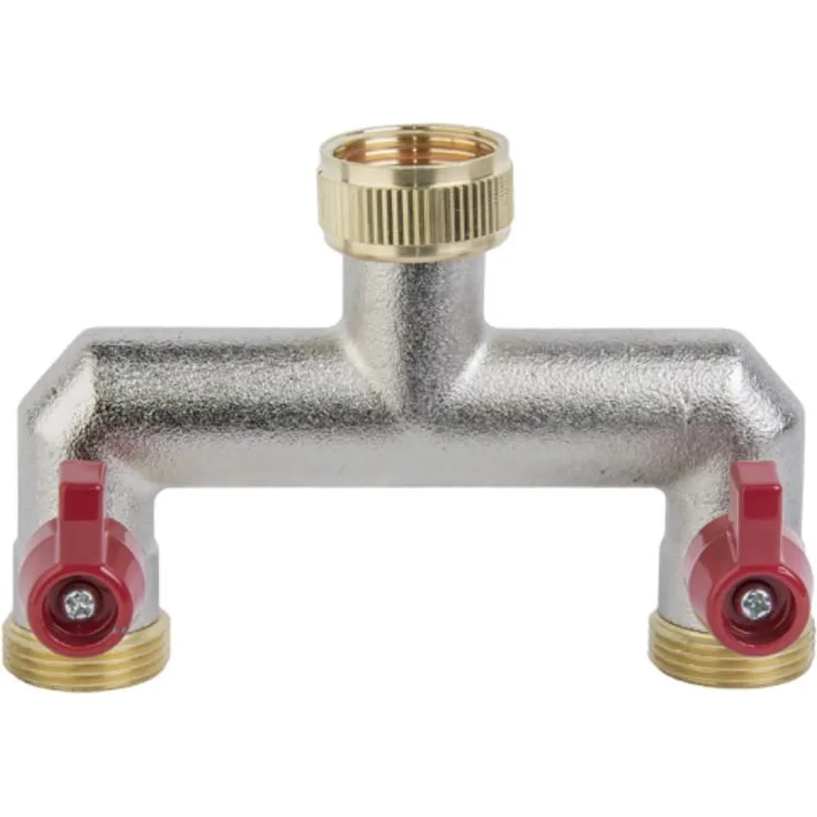 3/4 regulierbarer 2 oder 3-fach-Verteiler mit Absperrhähnen aus Messing 2-fach