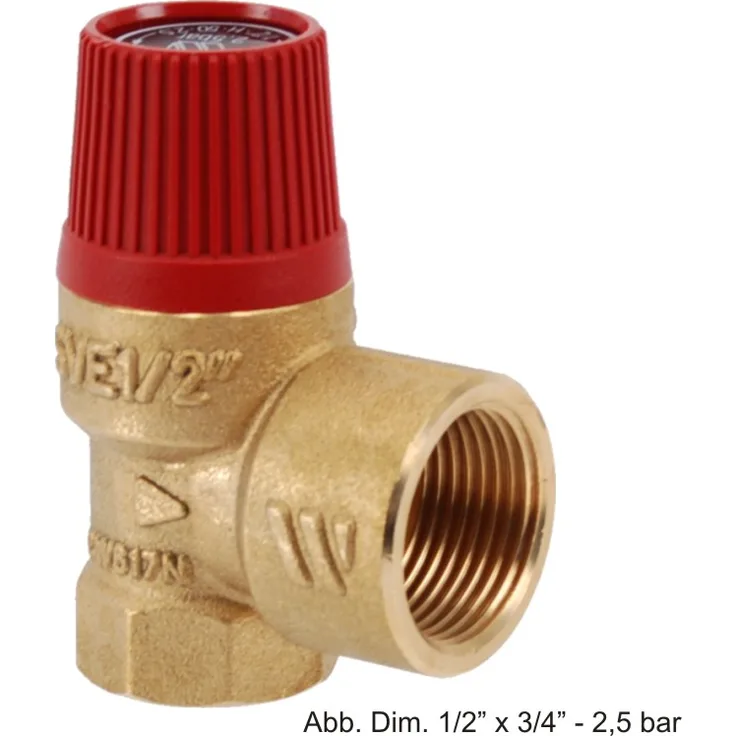 Membran-Sicherheitsventil für Heizungsanlagen 3/4 x 1 - 2,5 bar