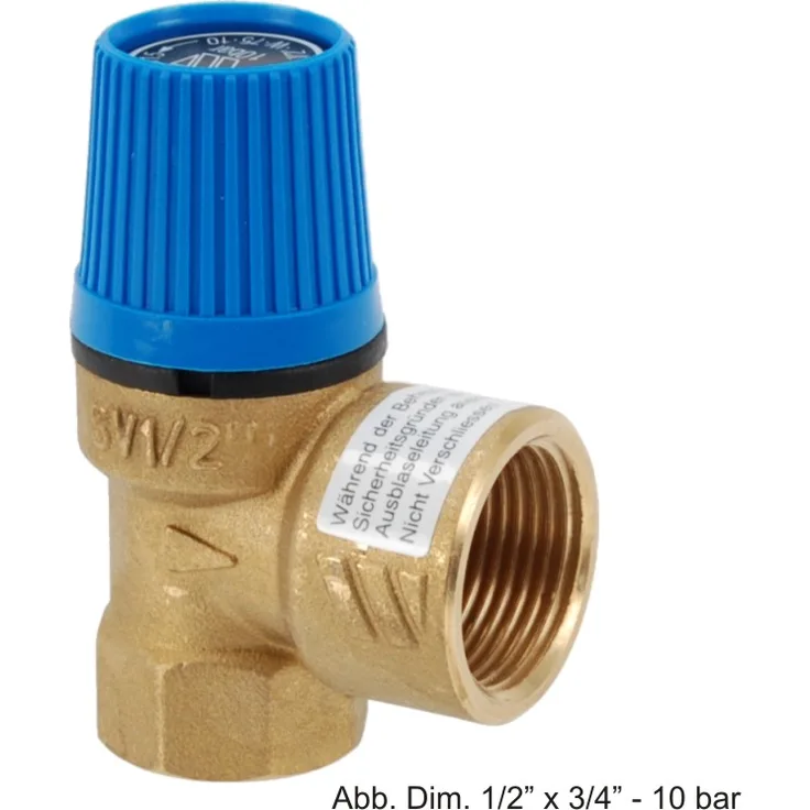 Membran-Sicherheitsventil für Warmwasserbereiter 3/4 x 1 10 bar