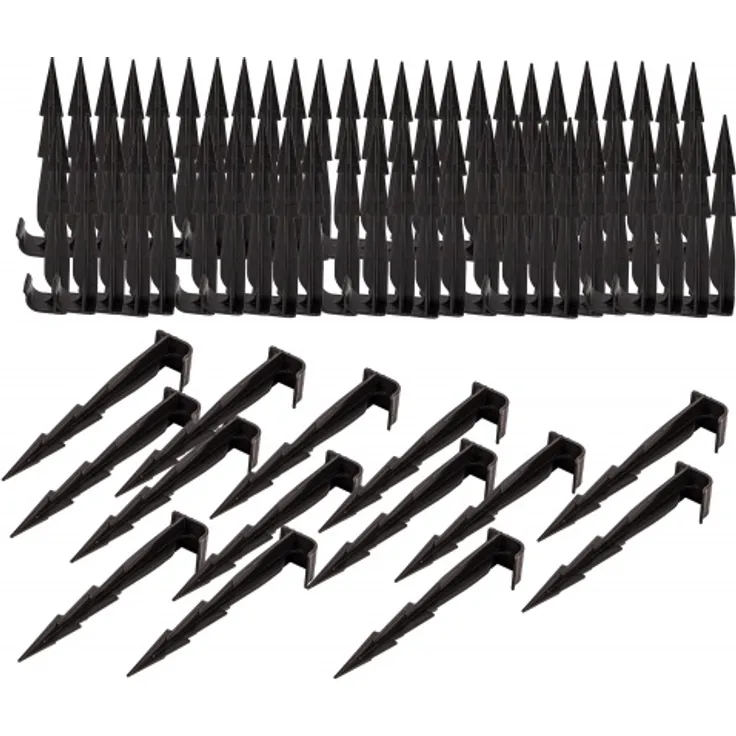 100er Set Erdspieße für Bewässerung 16 cm 2 Widerhaken für starken Halt UV-bestä