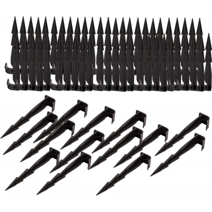 100er Set Erdspieße für Bewässerung 16 cm 2 Widerhaken für starken Halt UV-bestä – Bild 1