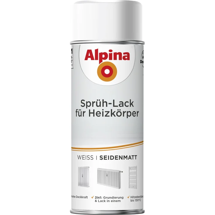 Alpina Sprüh-Lack für Heizkörper 400ml weiß seidenmatt – Bild 1