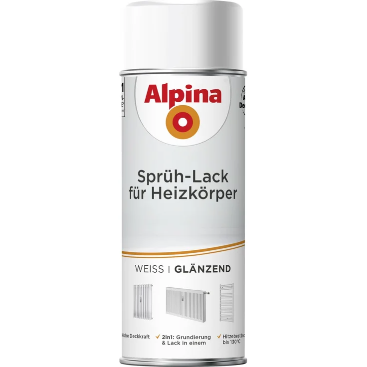 Alpina Sprüh-Lack für Heizkörper 400ml weiß glänzend – Bild 1