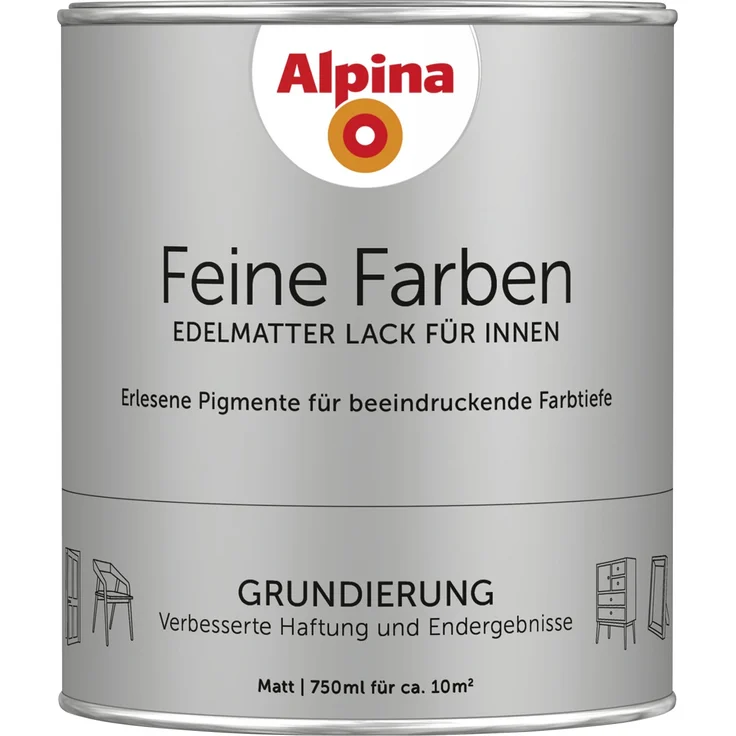 Alpina Feine Farben Lack Grundierung 750ml weiß – Bild 1