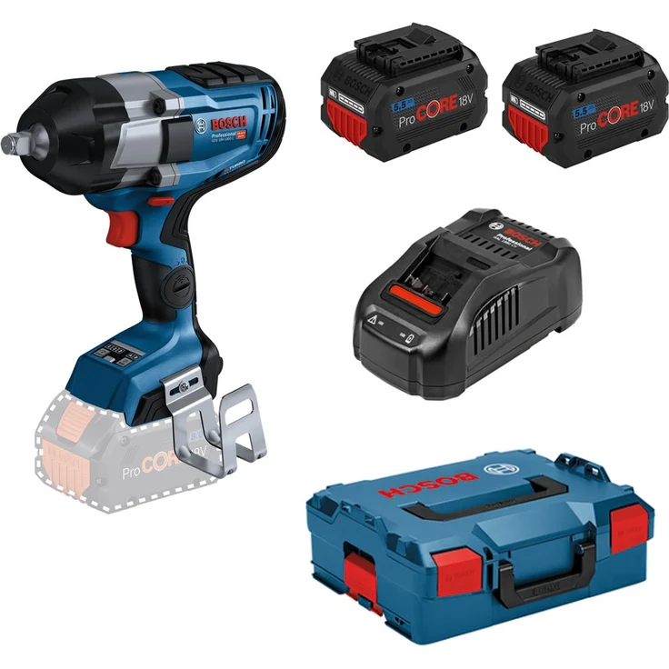 Bosch Professional GDS 18V-1000 C Akku-Drehschlagschrauber BITURBO Anziehmoment 1000 Nm Losbrechmoment 1600 Nm 2x Akku ProCORE 18V 5,5Ah – Bild 1