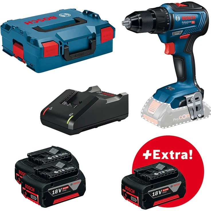 Bosch Professional Akku Bohrschrauber GSR18V-55 (3 x 5,0Ah + GAL18V-40 + L-Boxx) , 18V 5Ah 1,5-13mm 1kg 28-55Nm, 0615990L8D – Bild 1