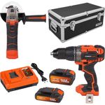 Varo Dual Power Geschenkset Schlagschrauber + Winkelschleifer + 2 Akkus + Ladegerät + Werkzeugkoffer