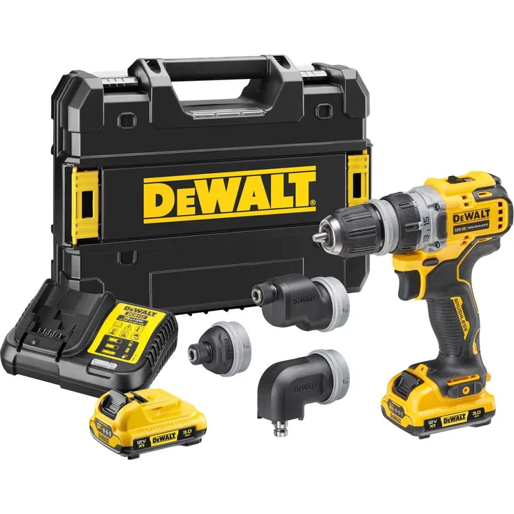 DeWalt Akku-Bohrschrauber DCD703L2T-QW 12V 2x 3Ah Akkus, Ladegerät, 4 Wechselköpfen, TSTAK-Box