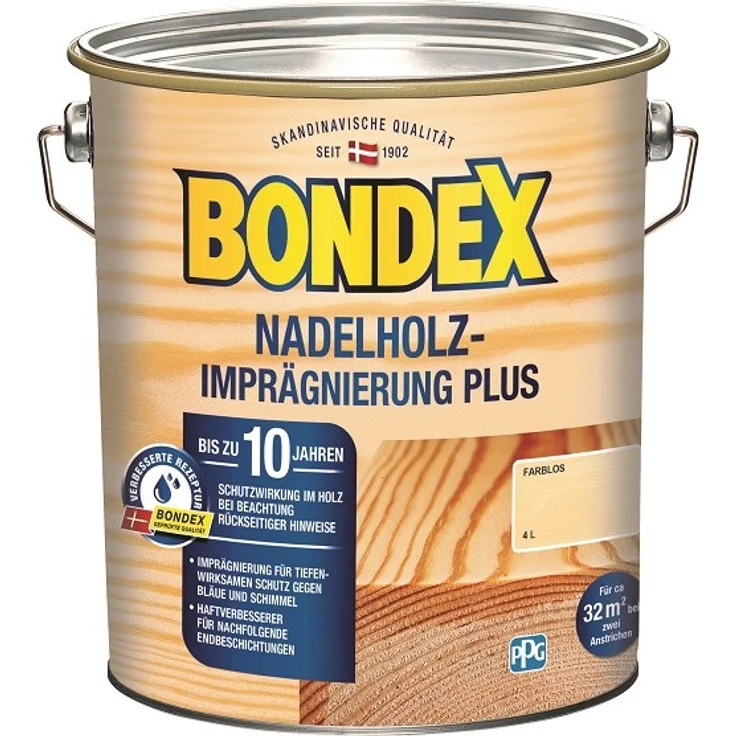Bondex Nadelholz-Imprägnierung Plus Farblos 4L für Nadelhölzer im Außenbereich – Bild 1