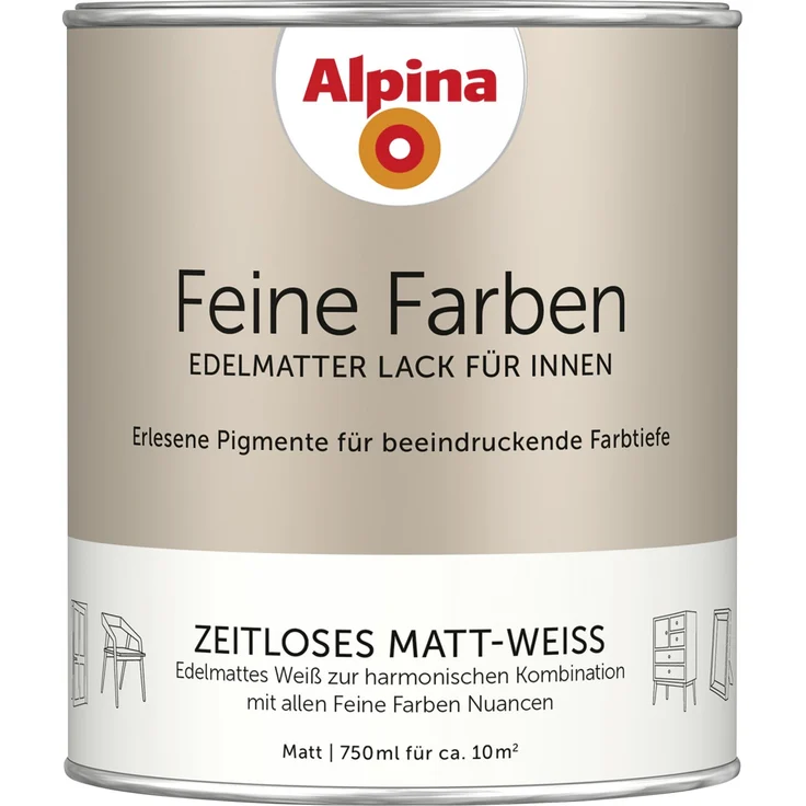 Alpina Feine Farben Lack Zeitloses Matt-Weiß 750ml – Bild 1