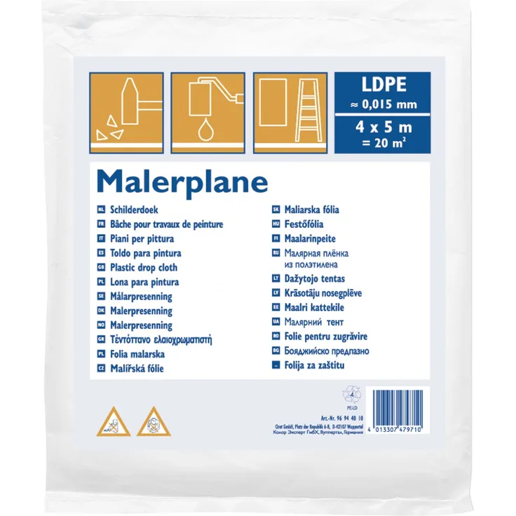 Ciret Malerplane LDPE 15 my 4 x 5 m 20 m², transparent
