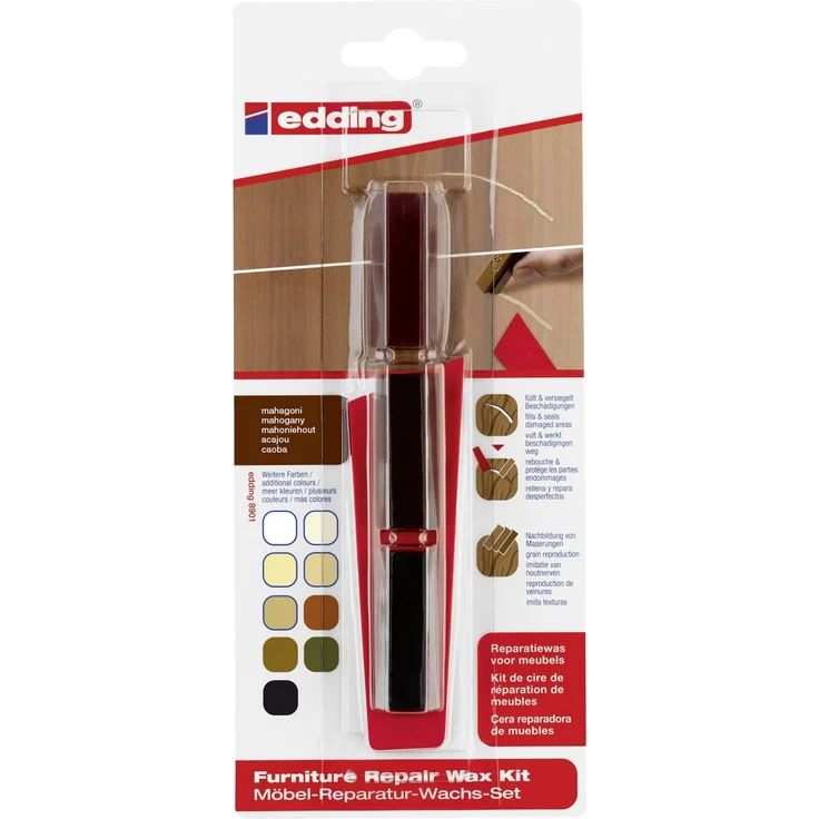 edding Möbel-Reparaturwachs-Set 8901 mahagoni