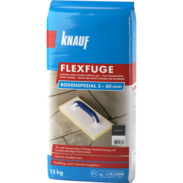 Knauf Fugenmörtel Flexfuge Bodenspezial samtschwarz 15 kg
