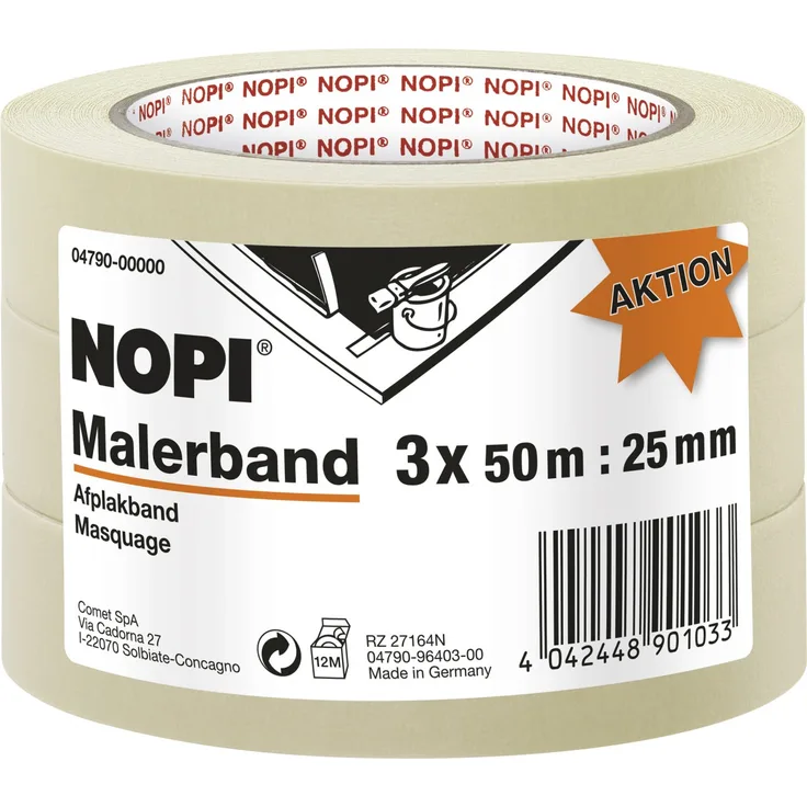 NOPI Malerband 50 m x 25 mm, 3 Stück