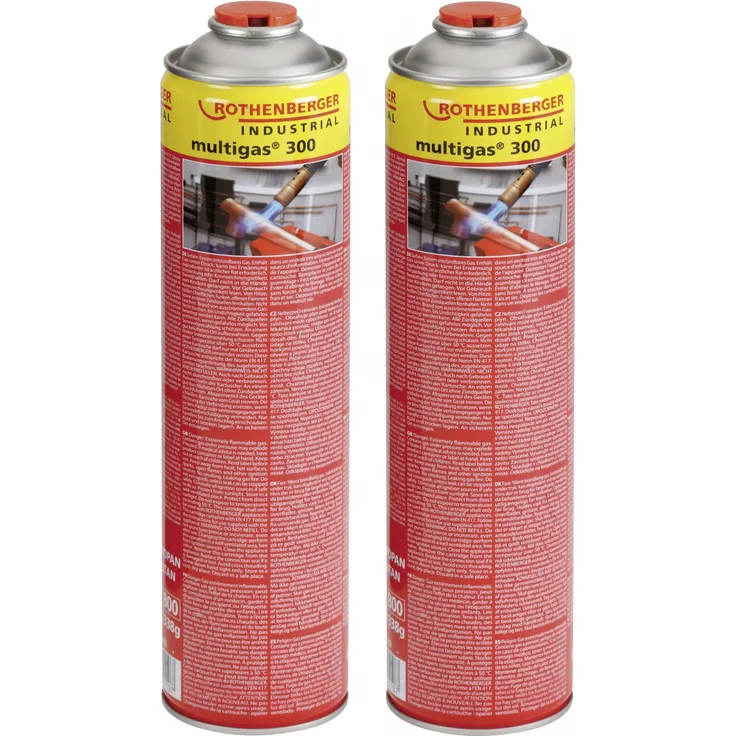 Rothenberger Multigas 300 - Duopack Vorteilspack 2x 600 ml, Anschluss: 7/16“ EU Norm - Preisvergleich