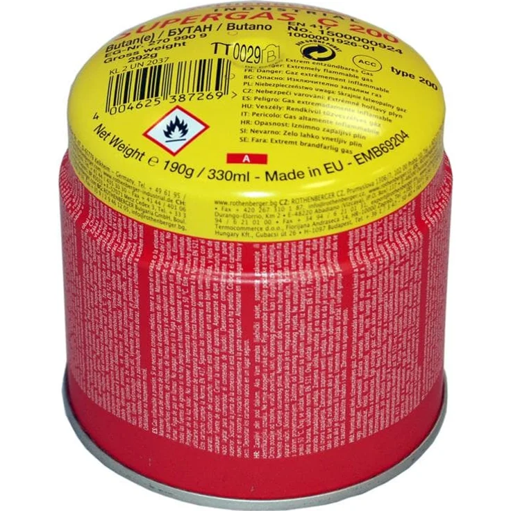 Rothenberger Industrial C200 Supergas-Brenngas-Kartusche, hochreines Butan-Gasgemisch, 330 ml - 1500000924 – Bild 1