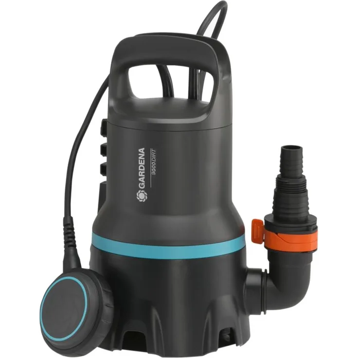 Gardena Dirty 9000 (09040-20) Schmutzwasserpumpe 300 Watt 9.000 l/h Entwässerung max. Förderhöhe 6 m max. Förderdruck 0,6 bar max. Wassertemperatur 35 °C IP Schutzart IPX8