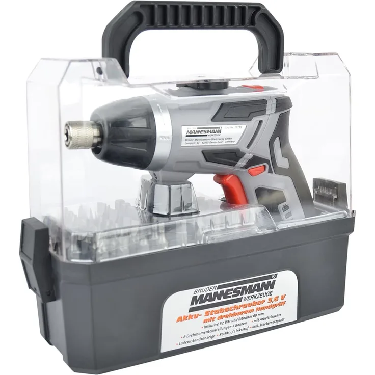 Brüder Mannesmann 52-tlg. Akku-Stabschrauber-Set 3,6 V - Preisvergleich