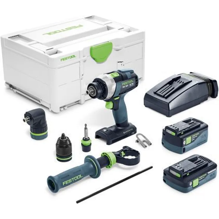 Festool TDC 18/4 5,2/4,0 I-Set Akku Bohrschrauber 18 V 75 Nm ( 577243 ) Brushless + 1x Akku 4,0 Ah + 1x Akku 5,2 Ah + Ladegerät + Winkelvorsatz + Systainer