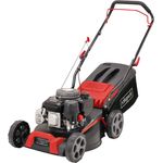 Scheppach Benzin Rasenmäher MP135-42 | Schnittbreite 42cm | 3 PS | Stahlgehäuse | Höhenverstellung in 7 Stufen (25 - 75mm) | 55 Liter Fangkorb mit Füllstandsanzeige