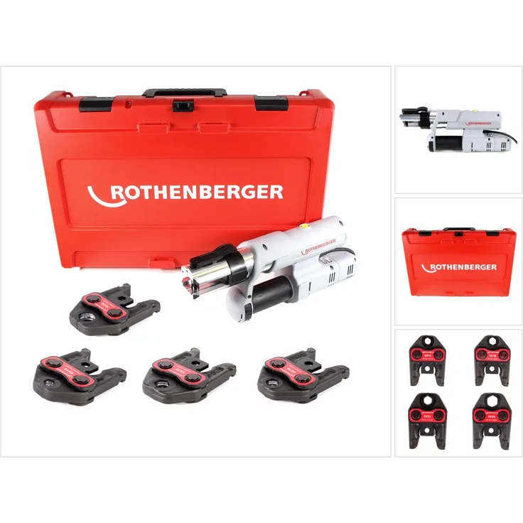 Rothenberger ROMAX AC ECO Basic 230 V Pressmaschine Typ C Set ''V'' im Transportkoffer mit Pressbacken SV 15-18-22-28