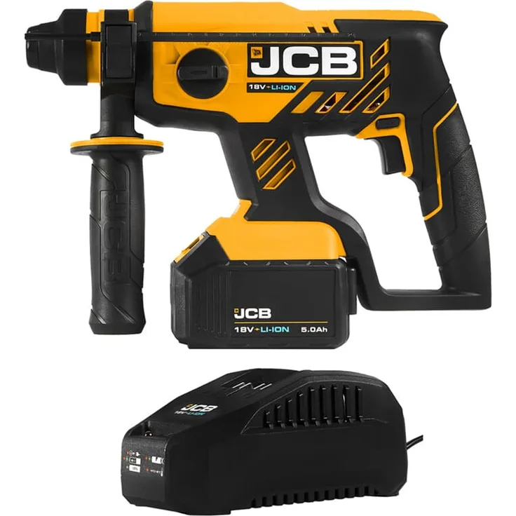 JCB Akku Bohrhammer 18V Bürstenlos SDS-plus inkl. 5 Ah Akku Ladegerät im Karton