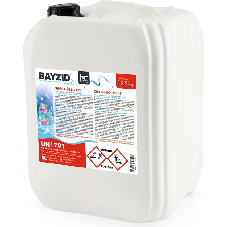 1 x 12,5 kg BAYZID Chlor 13% flüssig für Pools