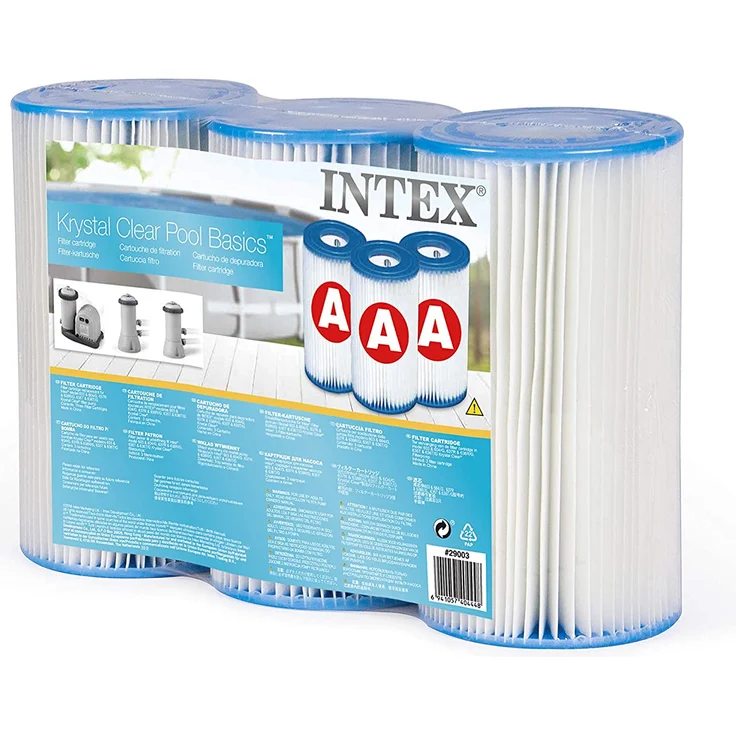 INTEX Filterkartusche Typ A 20 cm, Aussen 10,7 cm, Innen 4,7 cm, 3er Pack - Filter Kartusche Poolfilter Ersatzfilter Poolpumpe Lamellenfilter 3er Set