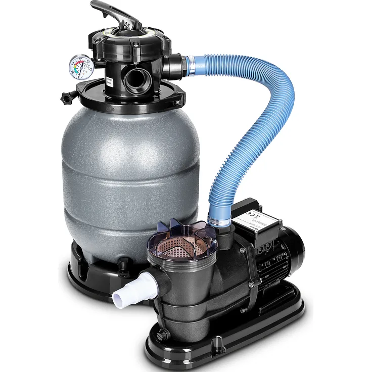 tillvex Sandfilteranlage mit Pumpe Grau Filteranlage Sandfilter Filterkessel Pool Filterpumpe Poolfilter