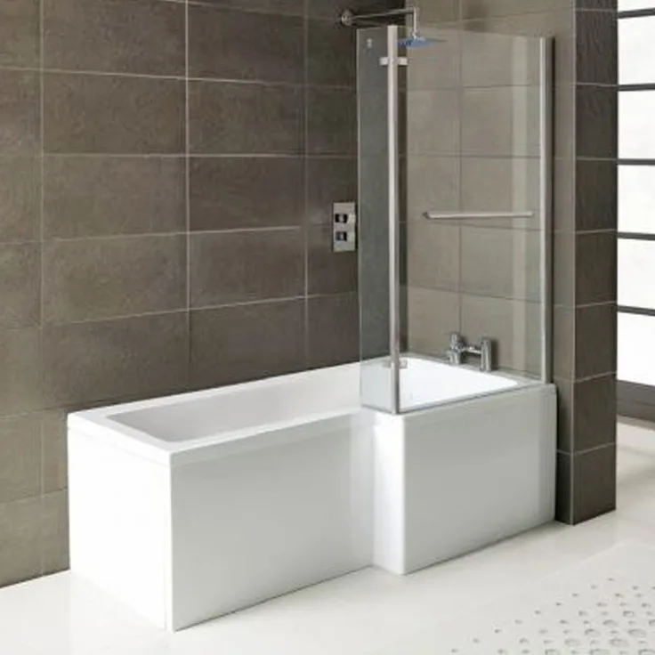 Raumspar Badewanne Syna mit Duschzone 167,5x85/70cm, rechts weiß Komplett Set