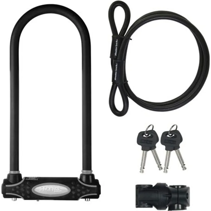 Master Lock Bügelschloss 8285 mit Halter inklusive Kabel 