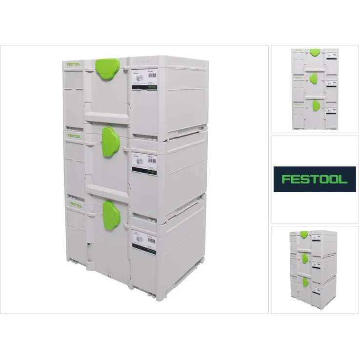 Festool Systainer Set 3x SYS3 M 237 ( 3x 204843 ) 21,4 Liter 396x296x237mm Werkzeugkoffer koppelbar