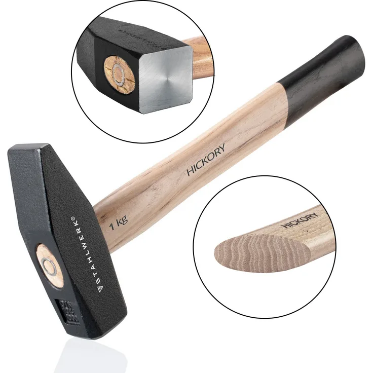 Hammer-Schlosserhammer 1000g robuster Kopf aus Stahl, Griff aus Hickory-Holz