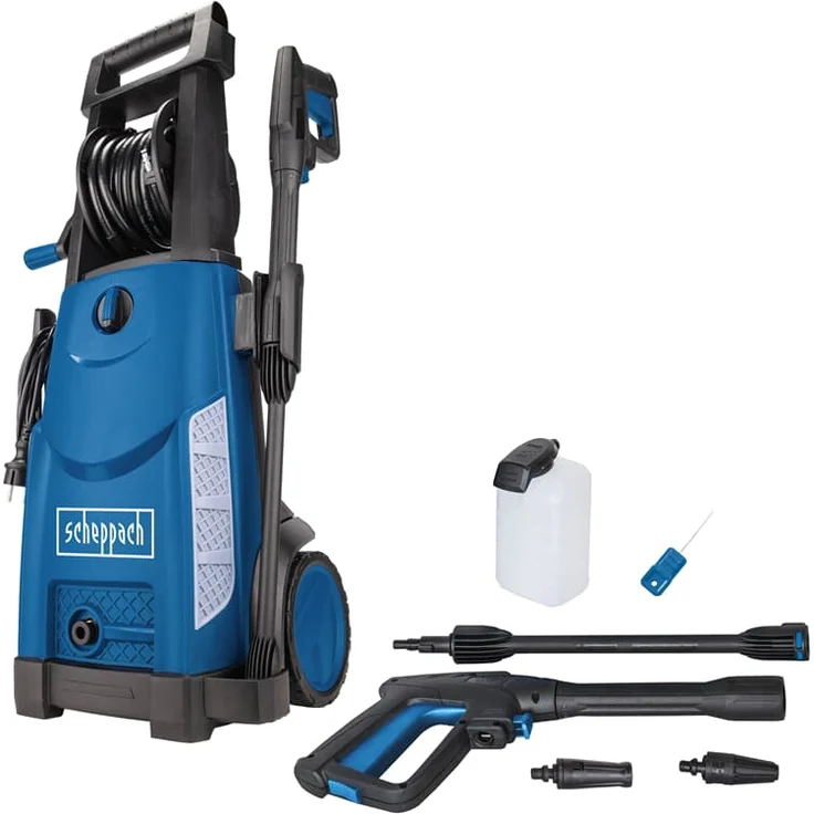Scheppach Hochdruckreiniger HCE2000, Hochdruckpistole, 2000W Leistung, 153bar Druck, 8 l/min Durchflussmenge, 8m Hochdruckschlauch, 159mm Laufräder, Quick Connect System, Start-Stopp Funktion – Bild 1