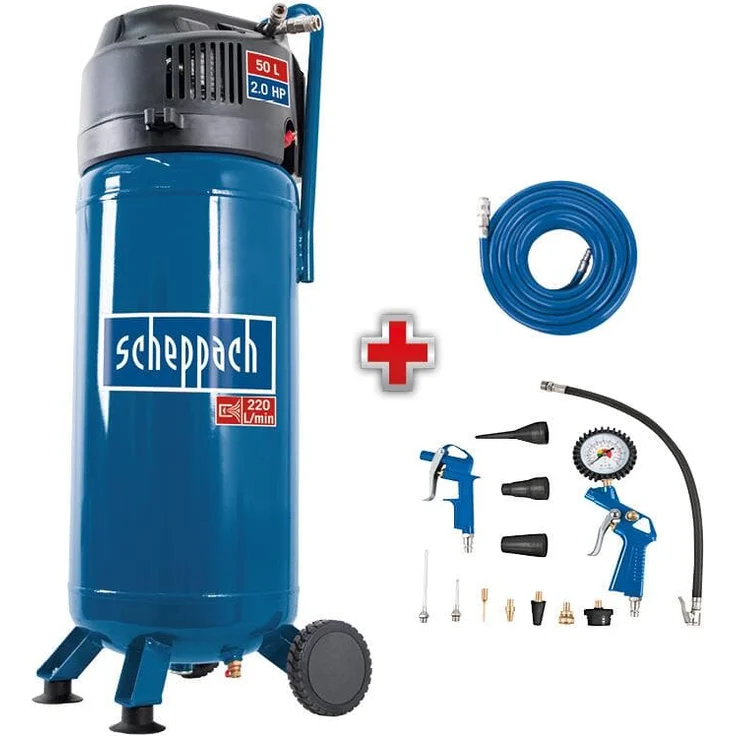 Scheppach Druckluft Kompressor 50L Luftkompressor 10bar 2PS stehend HC51V – Bild 1