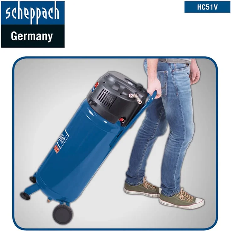 Scheppach Druckluft Kompressor 50L Luftkompressor 10bar 2PS stehend HC51V – Bild 3