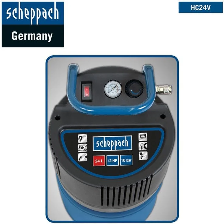 Scheppach Druckluft Kompressor 24L Luftkompressor 10bar 2PS stehend HC24V - Preisvergleich – Bild 3