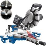 Scheppach HM216SPX Kapp-Zug-Gehrungssäge Kappsäge 2000 W, Ø 210 mm Sägeblatt | 65 cm Schnitthöhe | 34 cm Schnittbreite| mit Laser, Aluauflagen, Drehtisch mit Schnellarretierung, inkl. 2. Sägeblatt