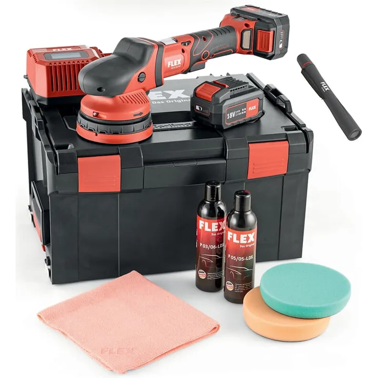 Flex Akku-Exzenterpolierer XCE 8 125 18.0-EC/5.0 P-Set 461245 + Lampe Swirl Finder SF 150-P 463302