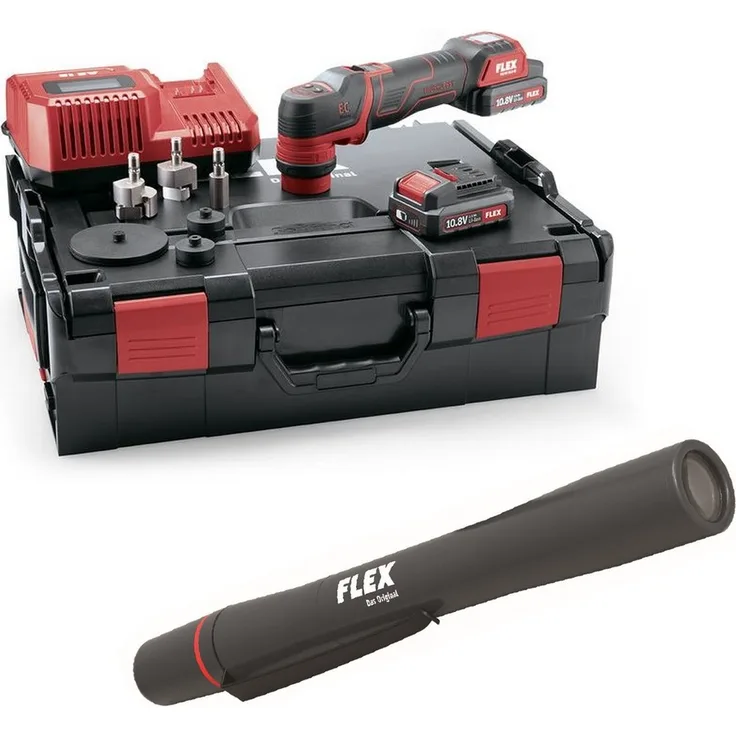 Flex Akku-Polierer PXE 80 10.8-EC/2.5 Set + Kontroll-Leuchte SF 150-P Licht